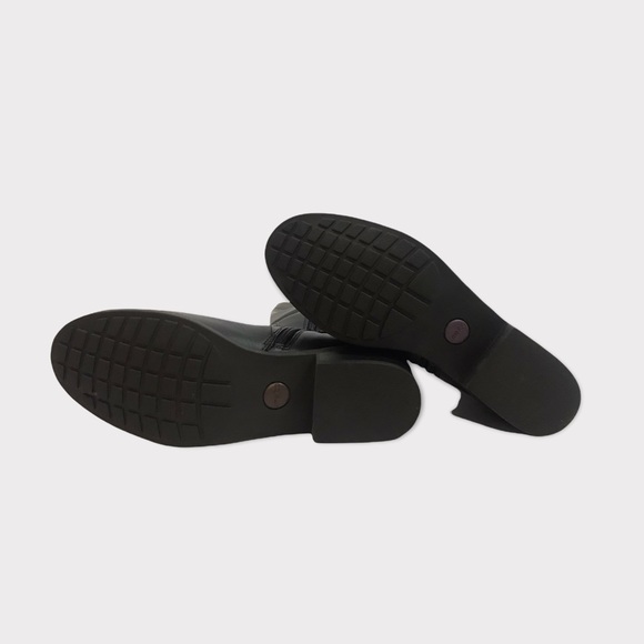 Black Leather Tall Quilted Knee High Riding Style Boots, 11M - Picture 6 of 7